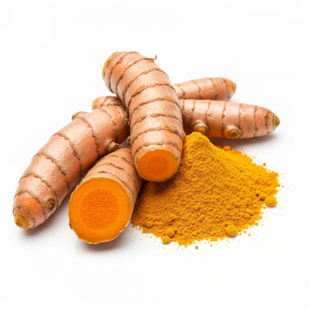 Fresh turmeric root and turmeric powder